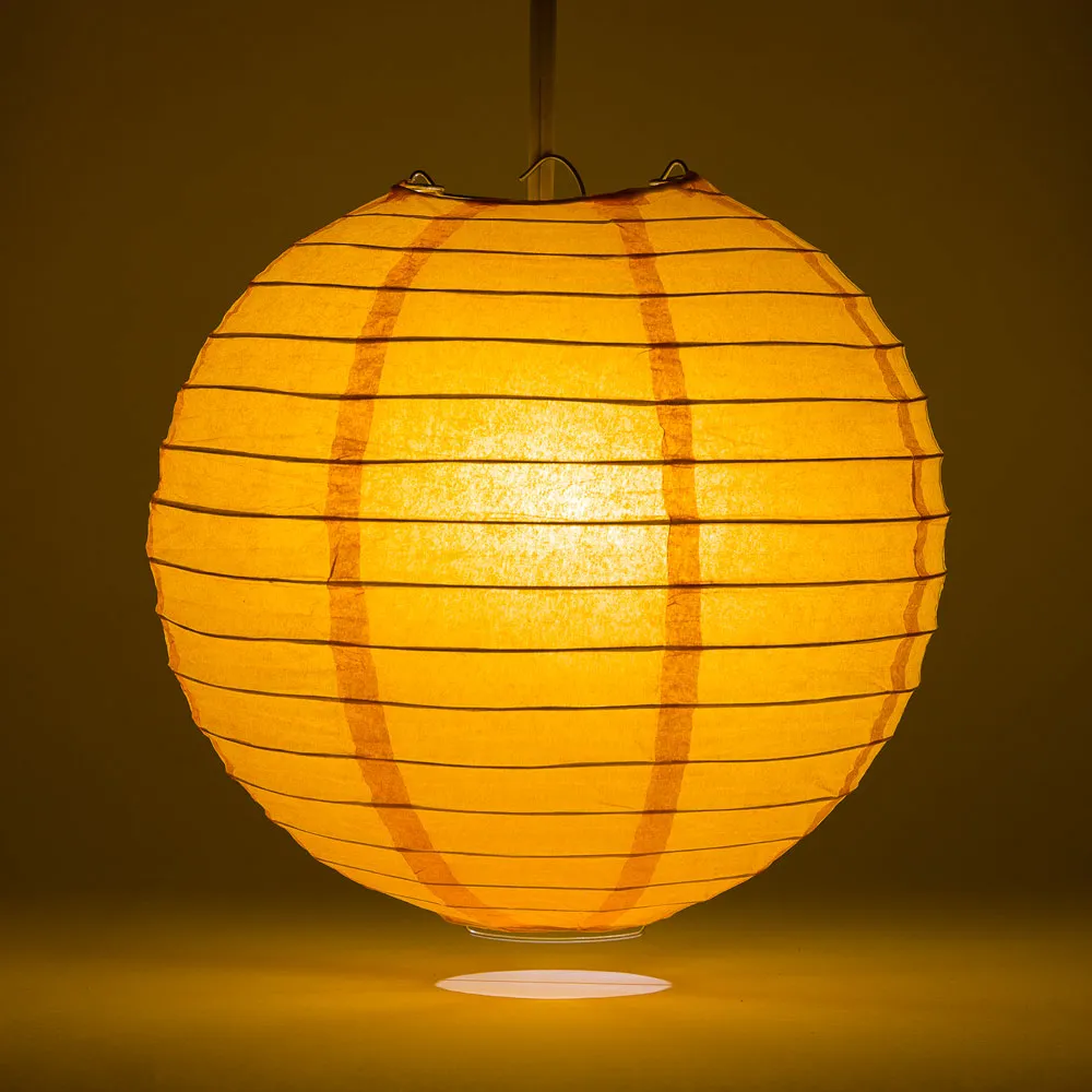 10" Orange Round Paper Lantern, Even Ribbing, Chinese Hanging Wedding & Party Decoration