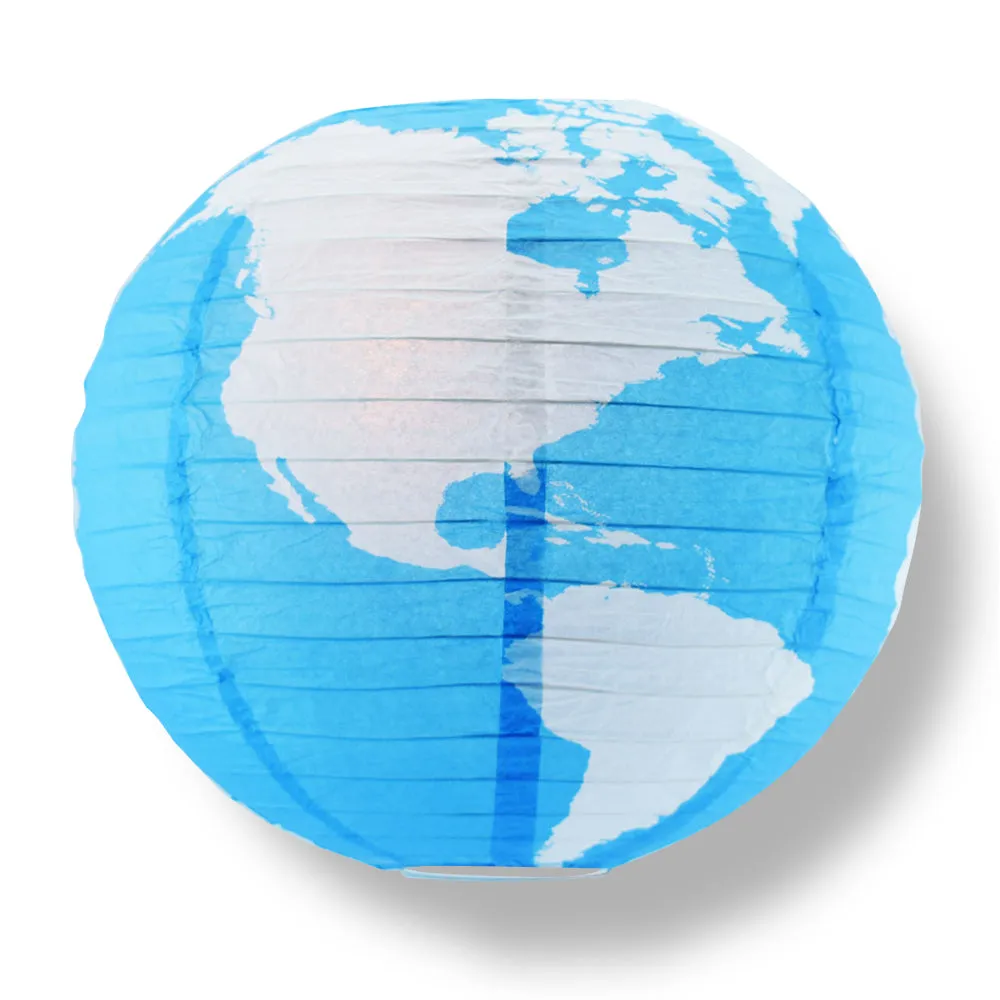 12 PACK | 14" Greater Detailed World Earth Globe Paper Lantern