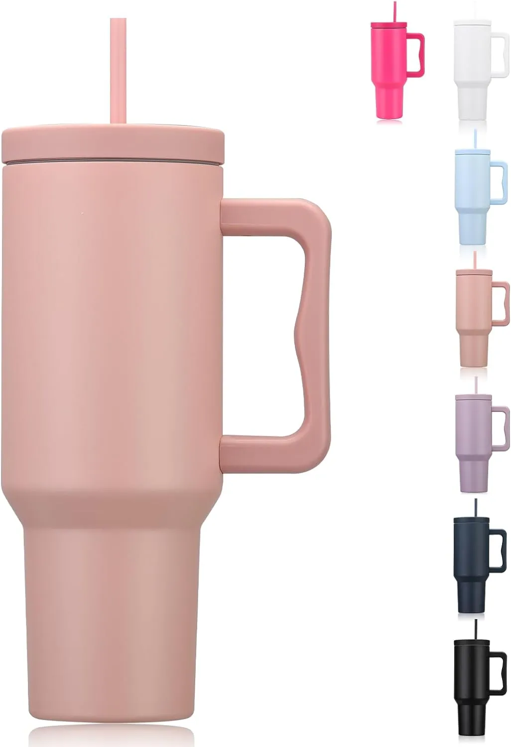 1200ML Tumbler with Handle Fit Car Cup Holders - Pink