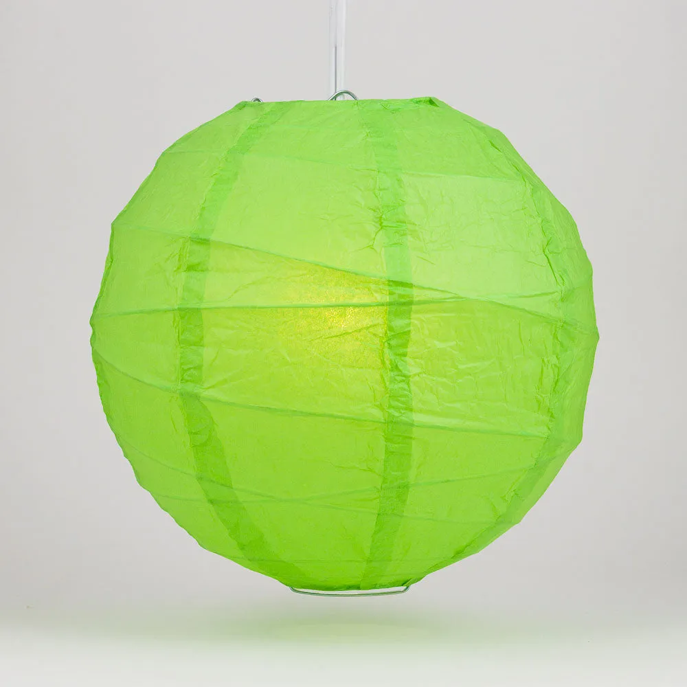 12" Grass Greenery Round Paper Lantern, Crisscross Ribbing, Chinese Hanging Wedding & Party Decoration