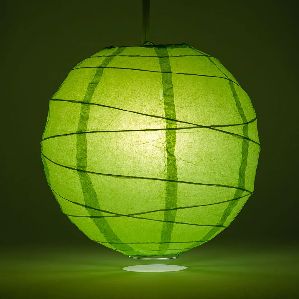 12" Grass Greenery Round Paper Lantern, Crisscross Ribbing, Chinese Hanging Wedding & Party Decoration