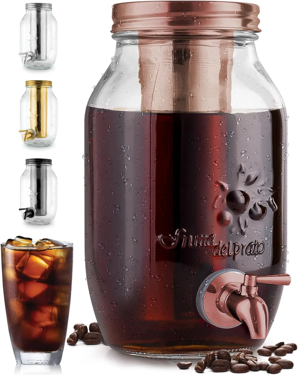 1.5 Liter Cold Brew Coffee Maker with Extra Thick Glass Carafe & Stainless Steel Mesh Filter