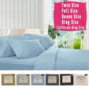 1800 Count 4 Piece Bed Sheet Set Deep Pocket 6 Color 5 Size Available New-Sage Green-Queen size