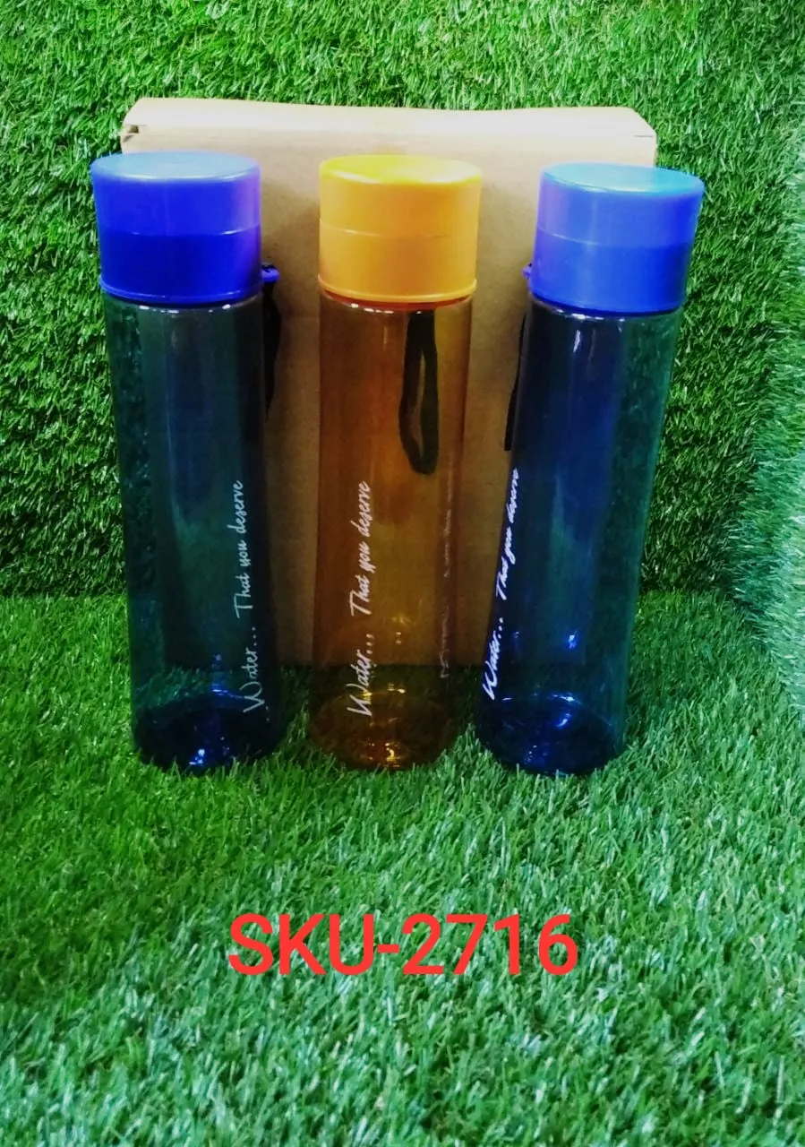 2716 Unbreakable, Leakproof, Durable, BPA Free, Non-Toxic Plastic Water Bottles, 1 Litre (Pack of 3, Assorted Color)