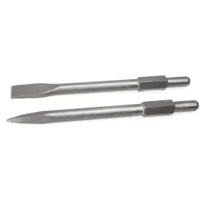 2PC Hex 1-1/8 in. Shank Flat & Point Chisel Bits for 2200W Electric Demolition Jack hammer