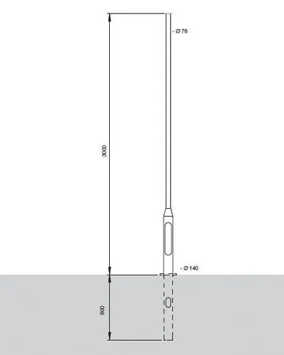 3 Metre Tubular Steel Rooted Column