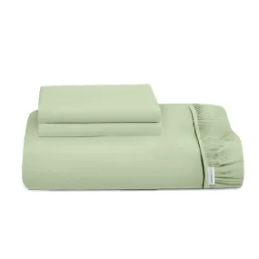 3 Piece Fitted Sheet Set Super Soft Mint Green Twin Size 160x200 30cm with 2 Pillow Case