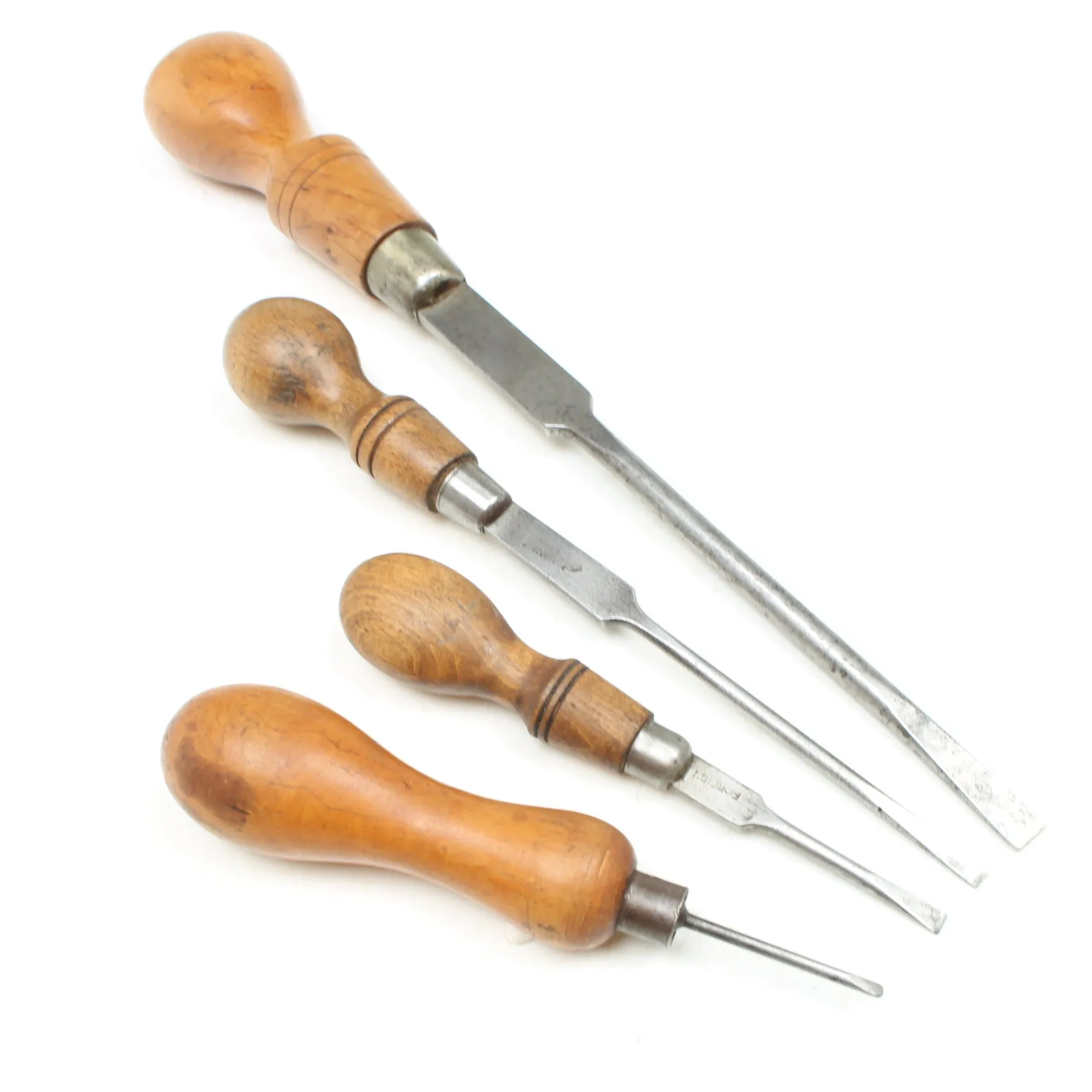 3x Old Screwdrivers   Bradawl (Beech, Boxwood)