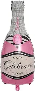 40" Pink Champaign Bottle Foil Balloon, Unpackaged