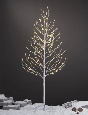 5' White Birch Star Tree, Warm White LED Lights