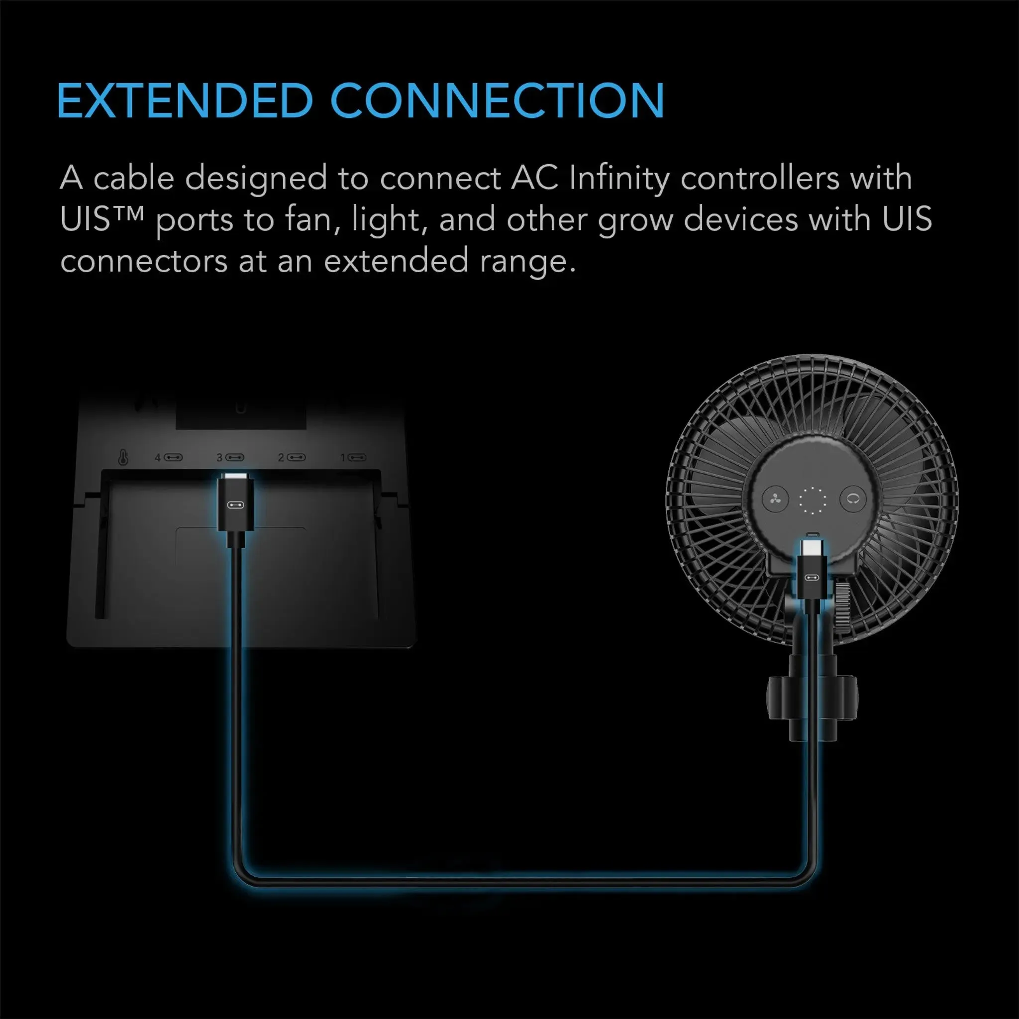 AC Infinity UIS To UIS Extension Cable, Male To Male, 10'