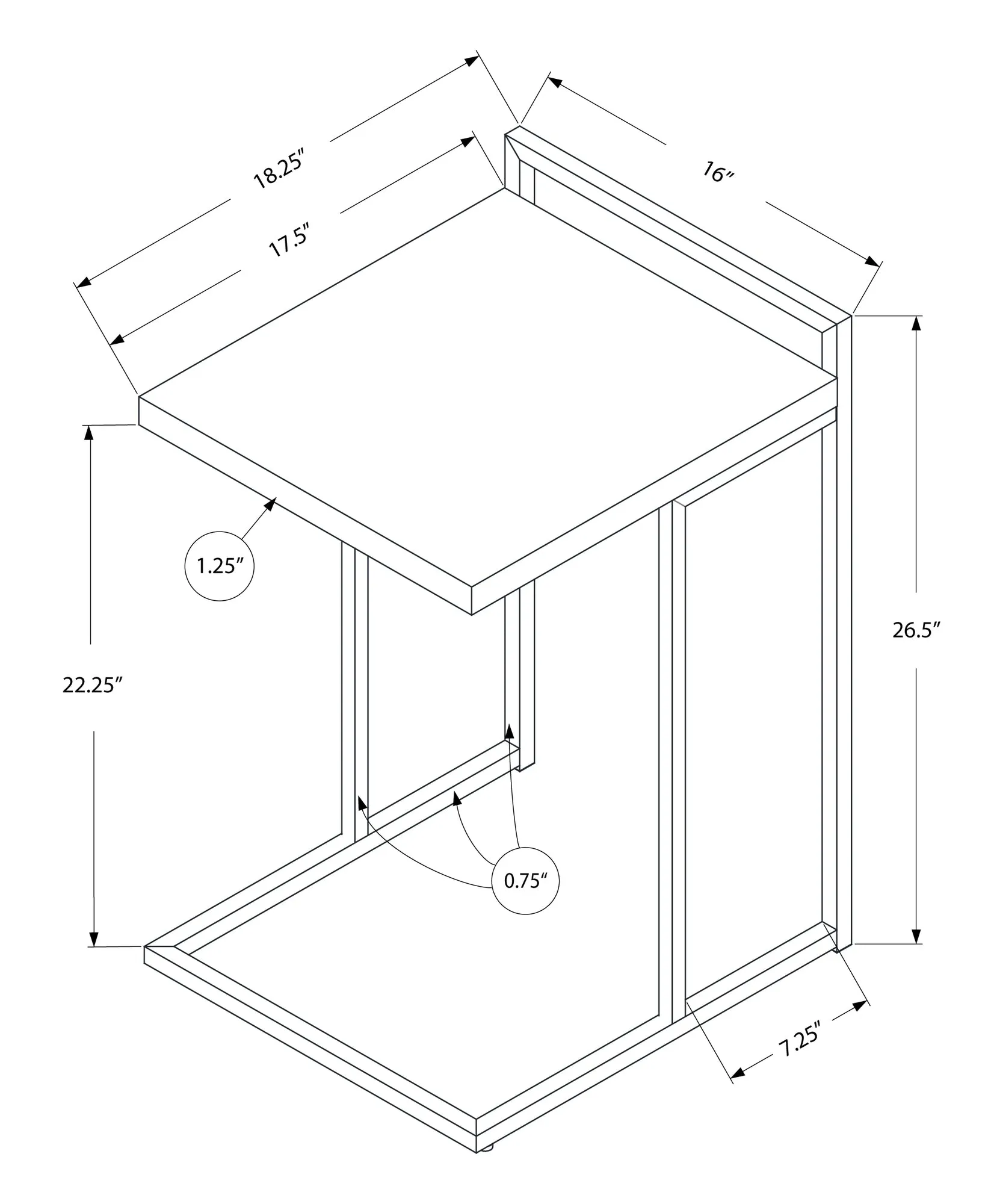 Accent Table - 25"H / Espresso / Black Metal