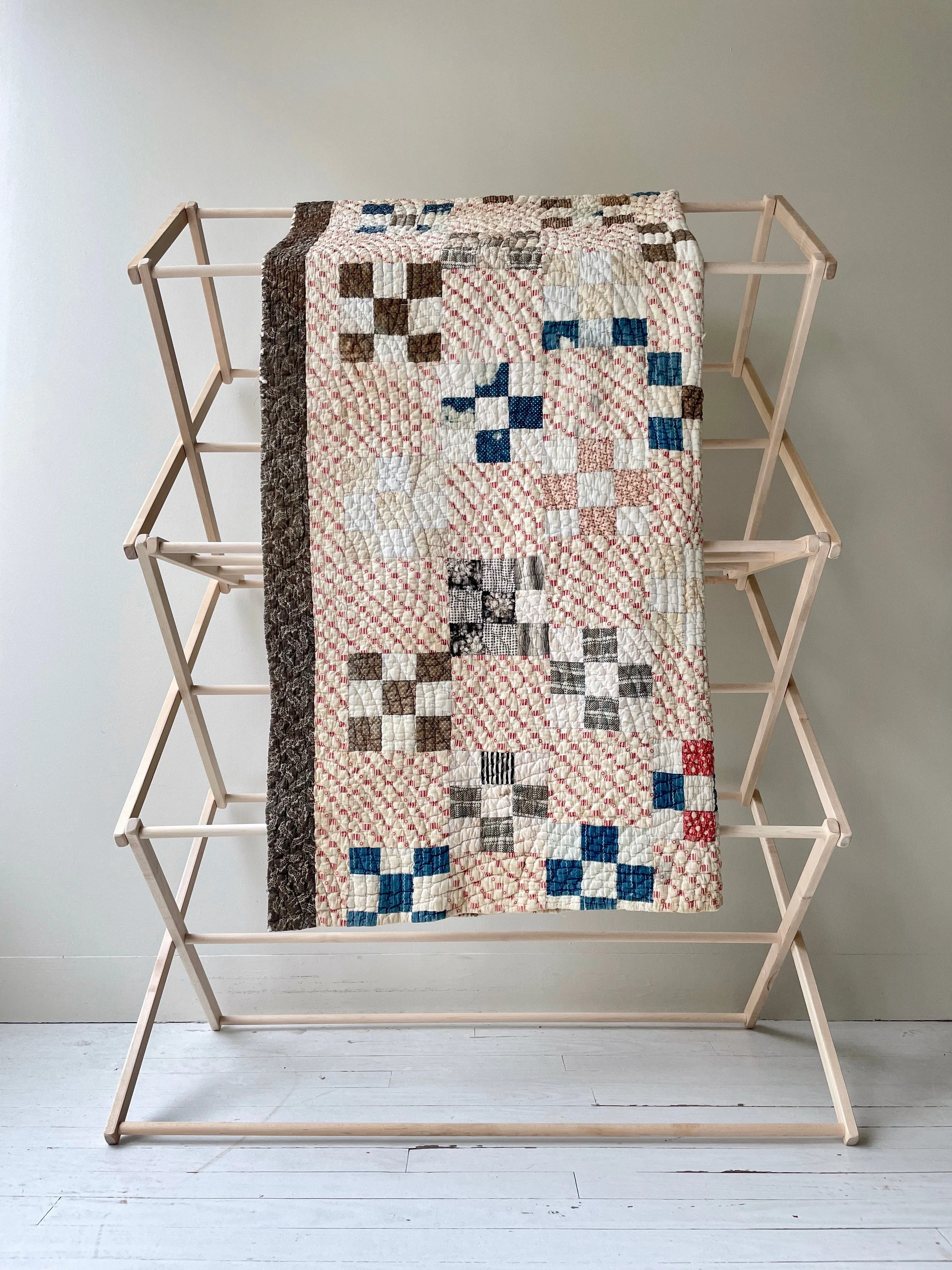 Antique 1880s Calico Nine Patch Quilt