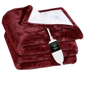 ARCOVA HOME Heated Throw Blanket, Electric Blanket Throw with 6 Heating Levels and 2-10 Hours Time Settings, Flannel to Sherpa Super Cozy Heated Blanket, 60x60 inch (Maroon)