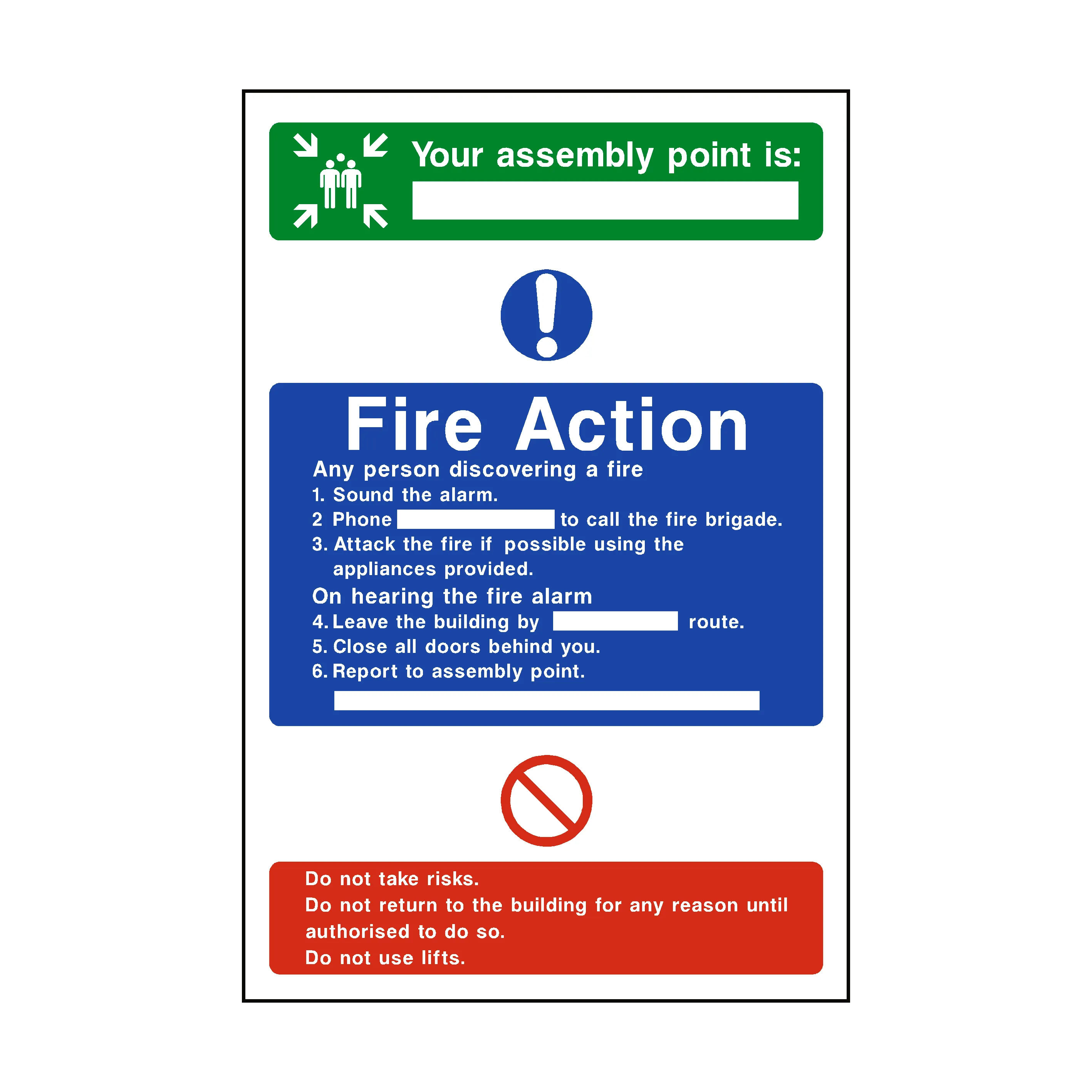 Assembly Point Fire Action Sign