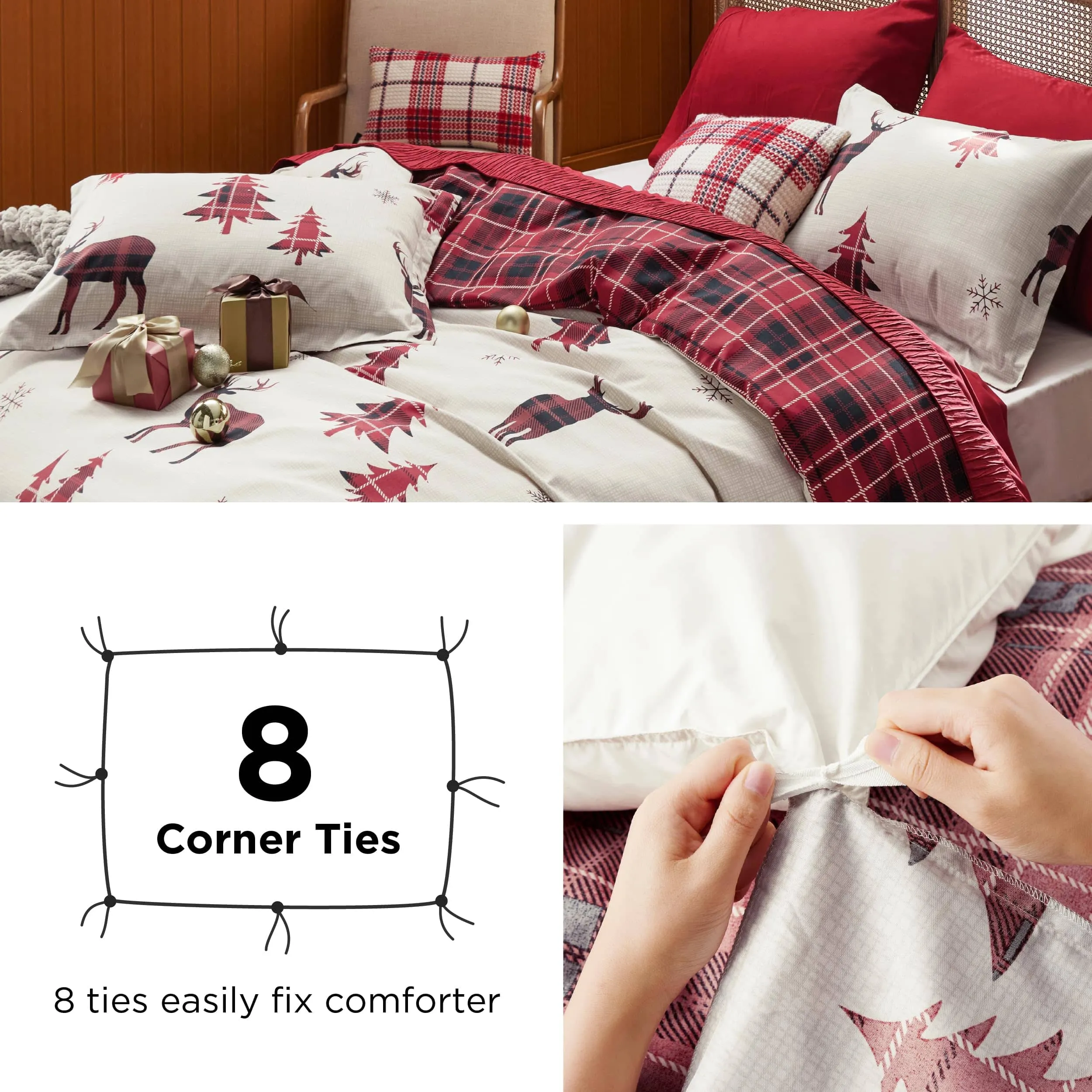 Bedsure Christmas Reindeer Duvet Cover Set