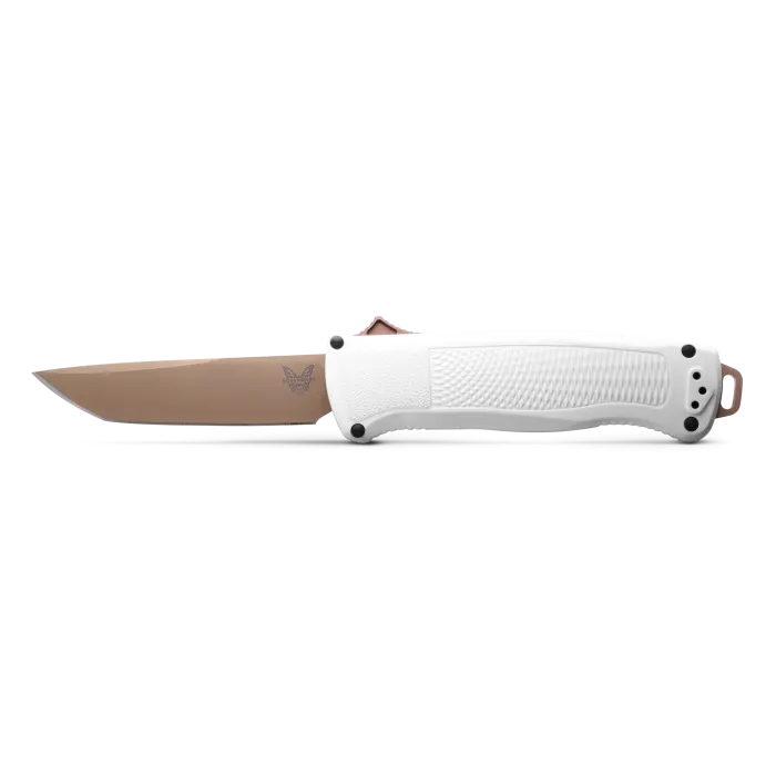 Benchmade 5370FE-02 Shootout OTF Knife 3.51" CPM-CruWear Flat Dark Earth Tanto Blade Cool Gray Grivory Handles