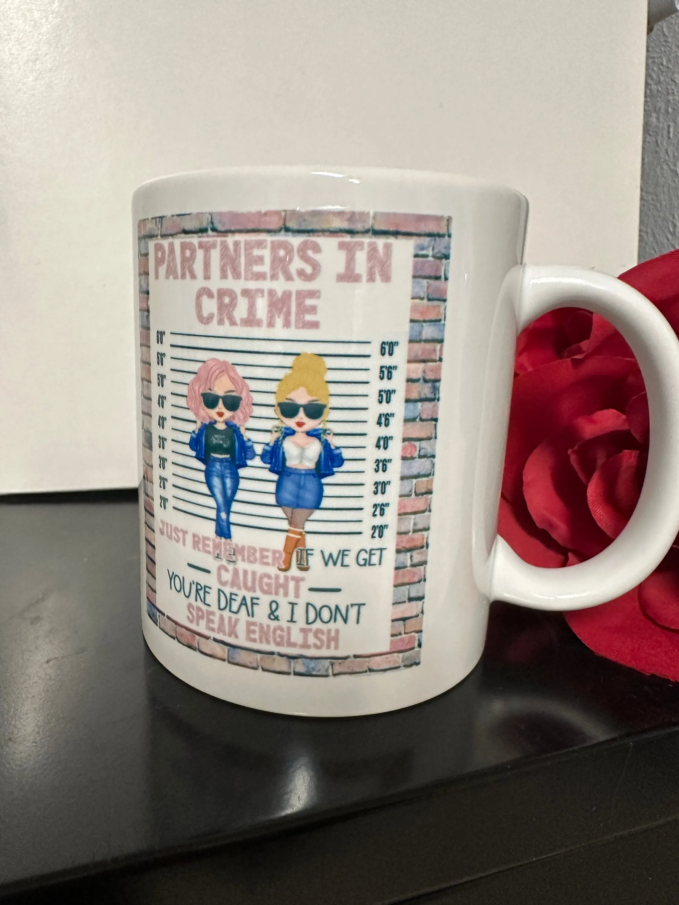 BFF Partners in Crime Brick Wall Mug