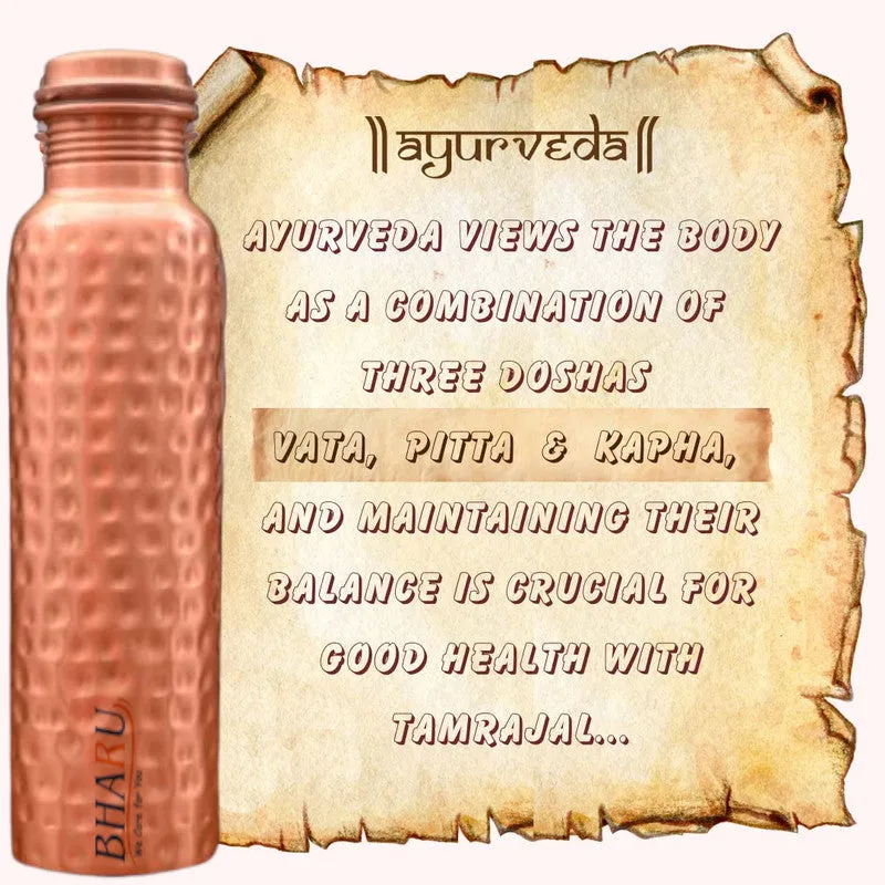 Bharu Hammered Copper Bottle 750 ml - Pack of 6