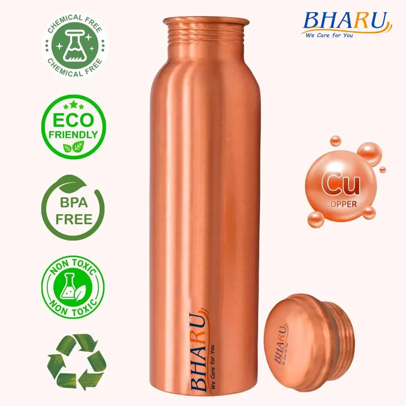 Bharu Plain Copper Bottle 750 ml - Pack of 4