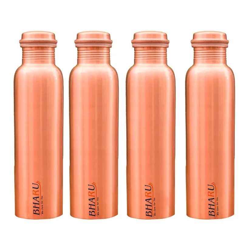 Bharu Plain Copper Bottle 750 ml - Pack of 4