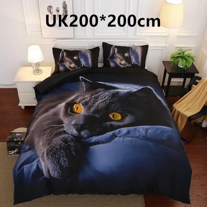 Black Cat Quilt Cover Sheet Bedding 3-piece Set