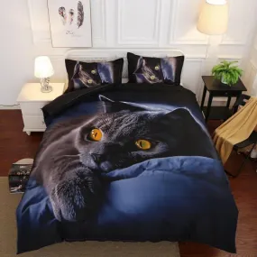 Black Cat Quilt Cover Sheet Bedding 3-piece Set