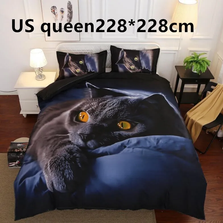 Black Cat Quilt Cover Sheet Bedding 3-piece Set