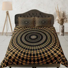 Black Mandala Duvet Cover Set Boho Bedding, Hippie Dorm Bedding, Single Bed