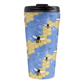 Blue Honeycomb Bee Travel Mug