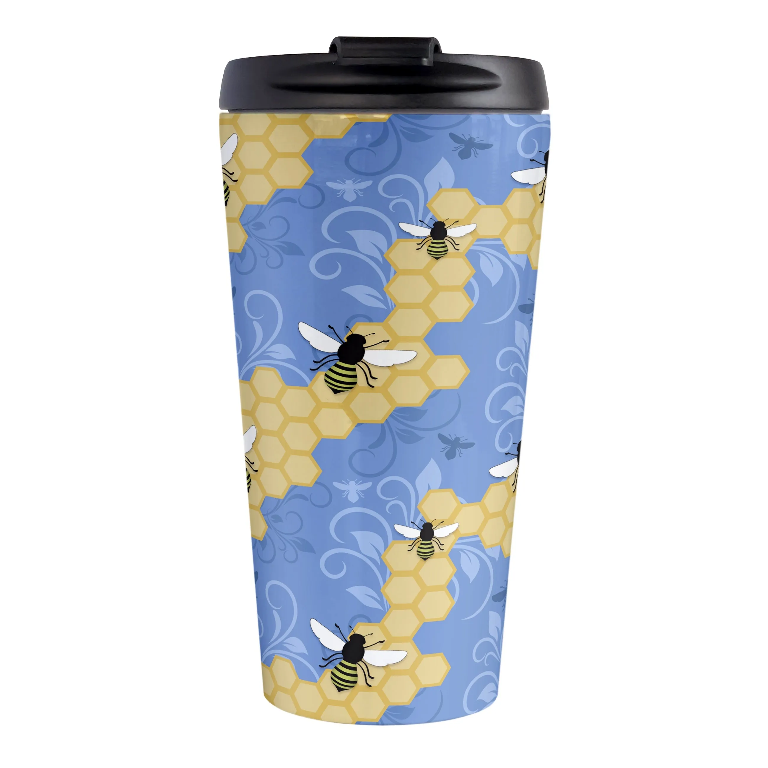 Blue Honeycomb Bee Travel Mug