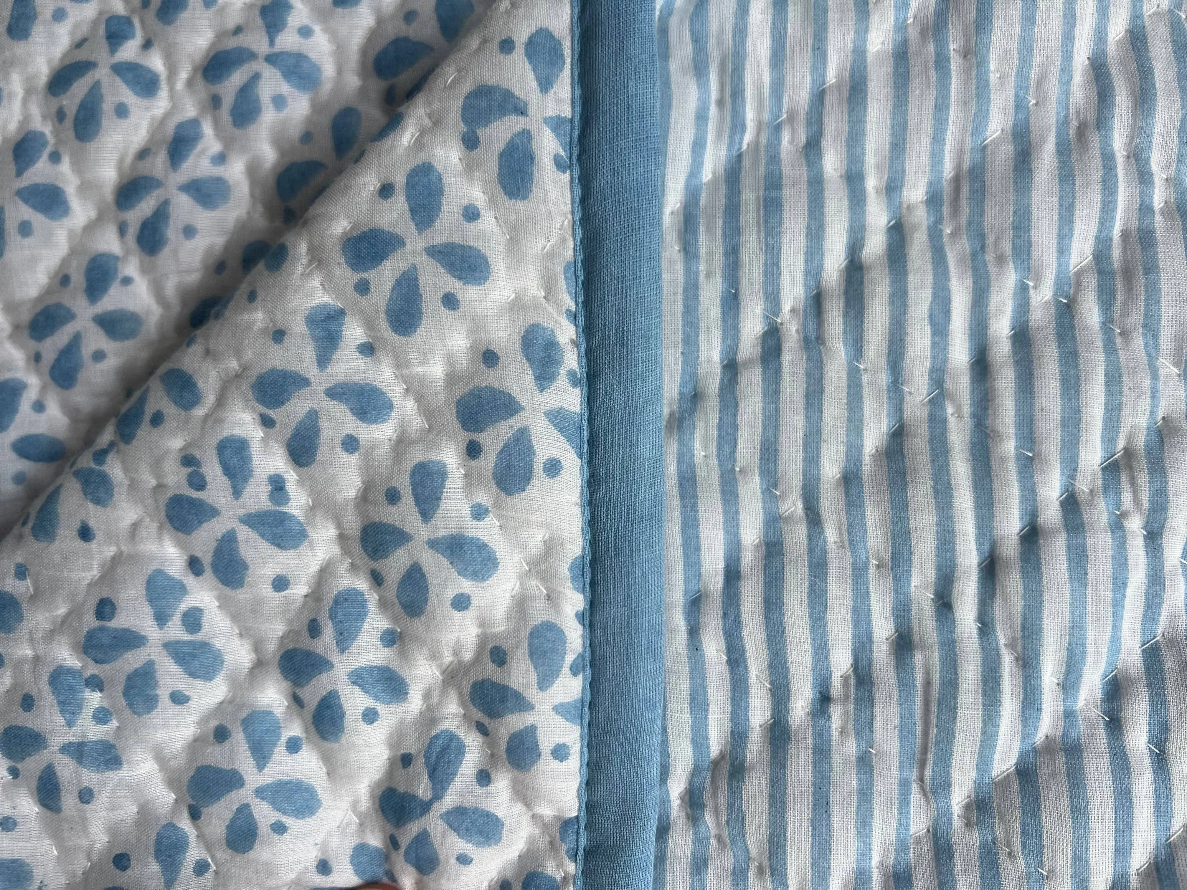 Blue Reversible Baby Blanket