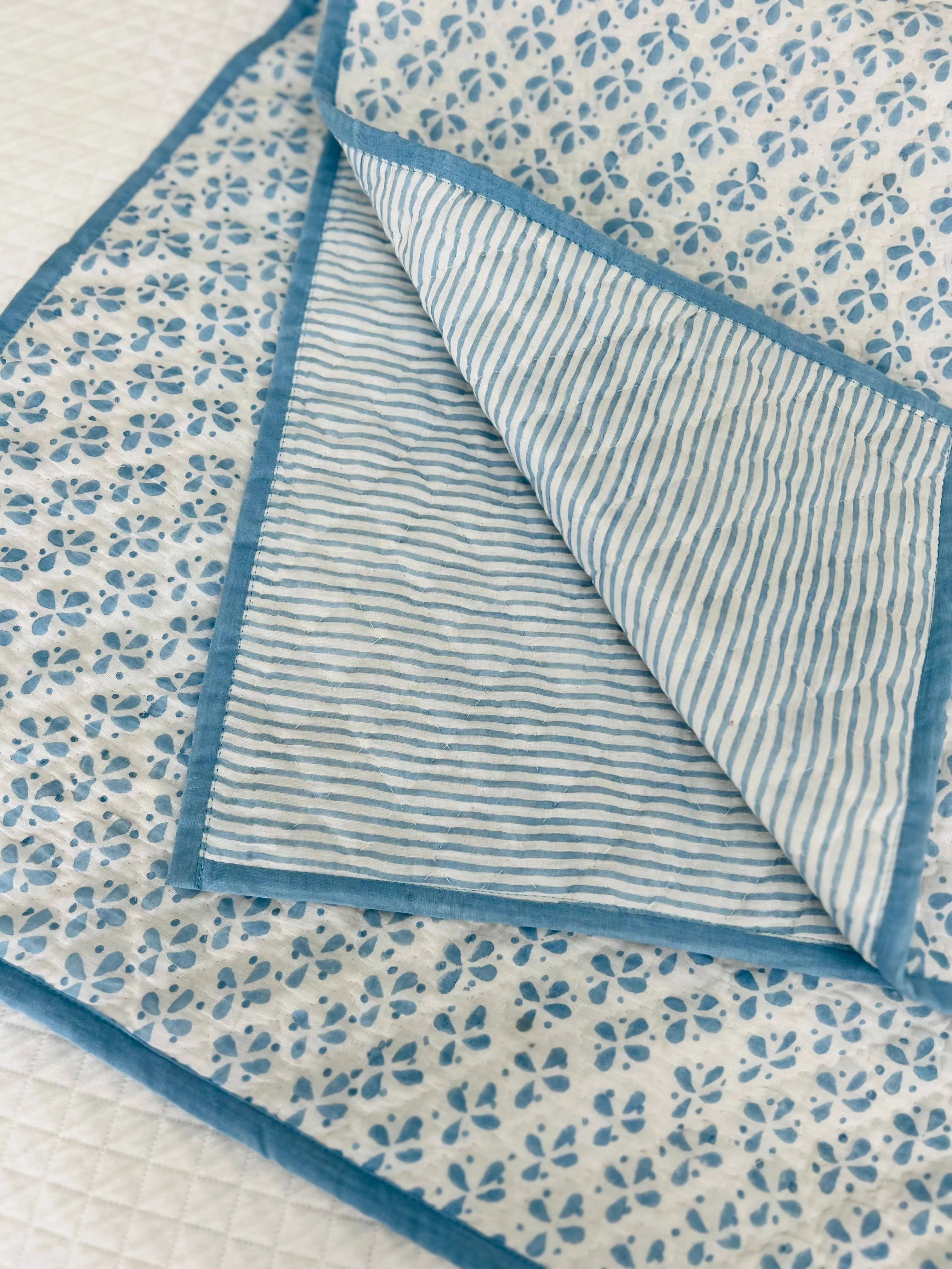 Blue Reversible Baby Blanket