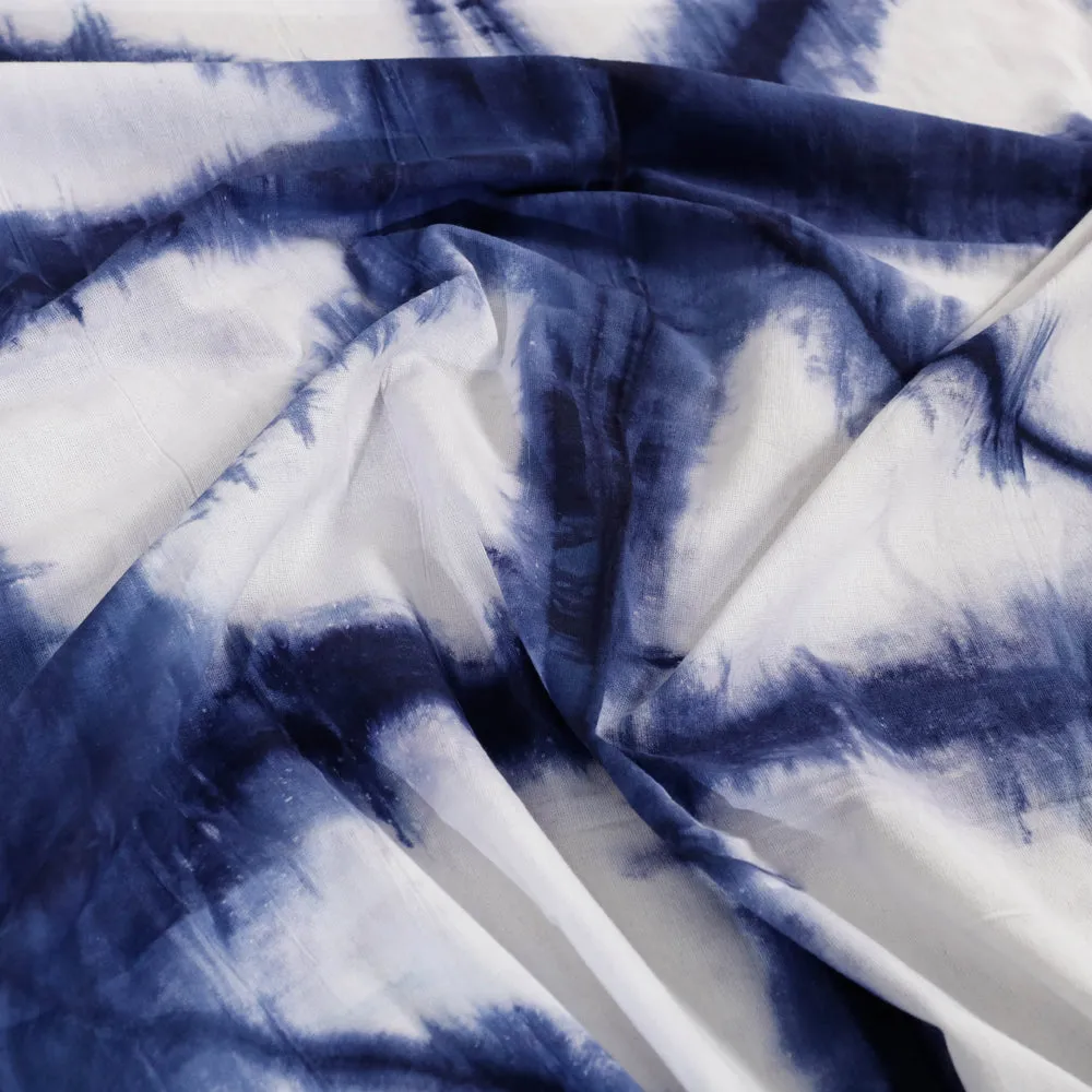 Blue - Shibori Tie Dye Pure Cotton Double Bed Cover with Pillow Covers (108 x 90 in)