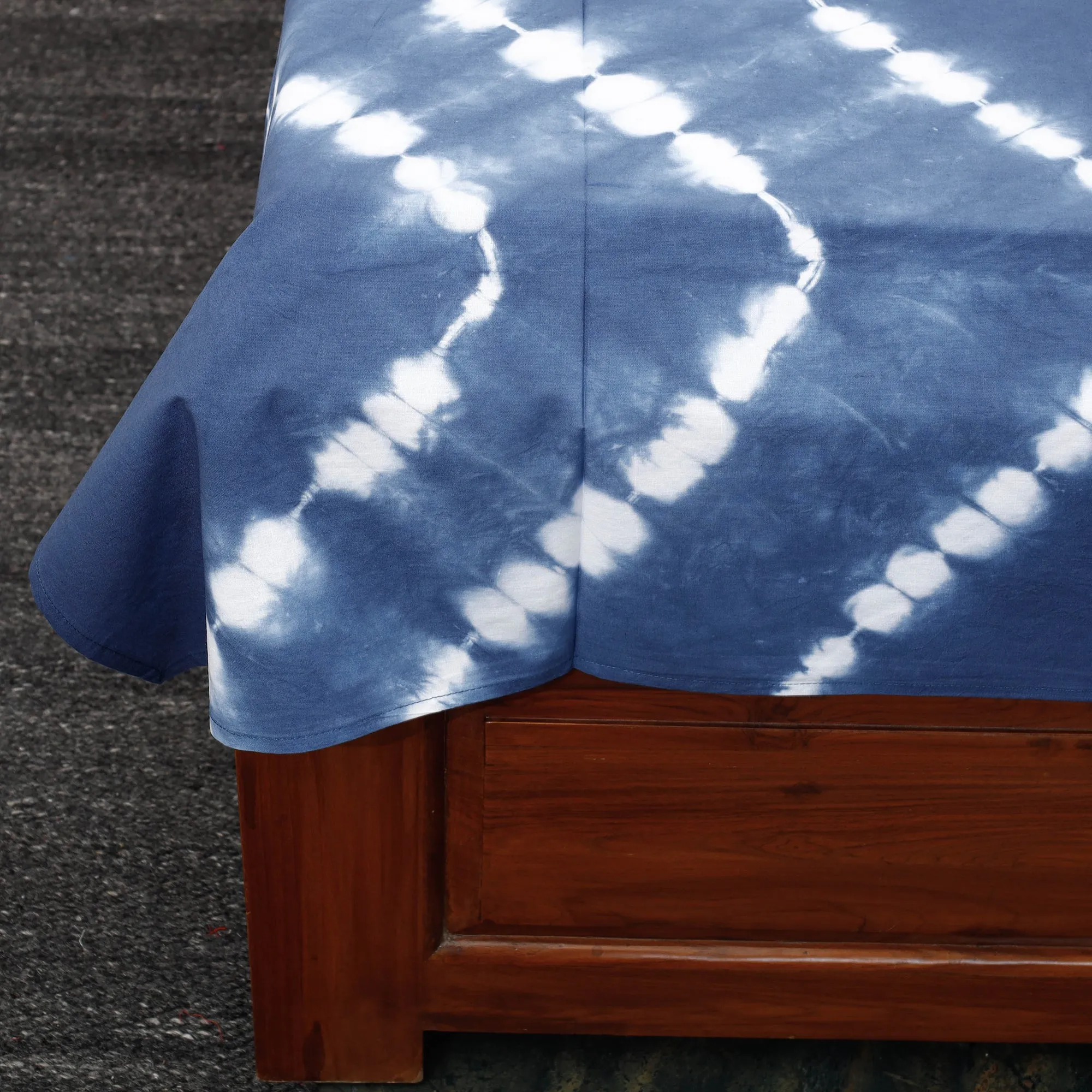 Blue - Shibori Tie-Dye Pure Cotton Single Bed Cover (90 x 60 in)