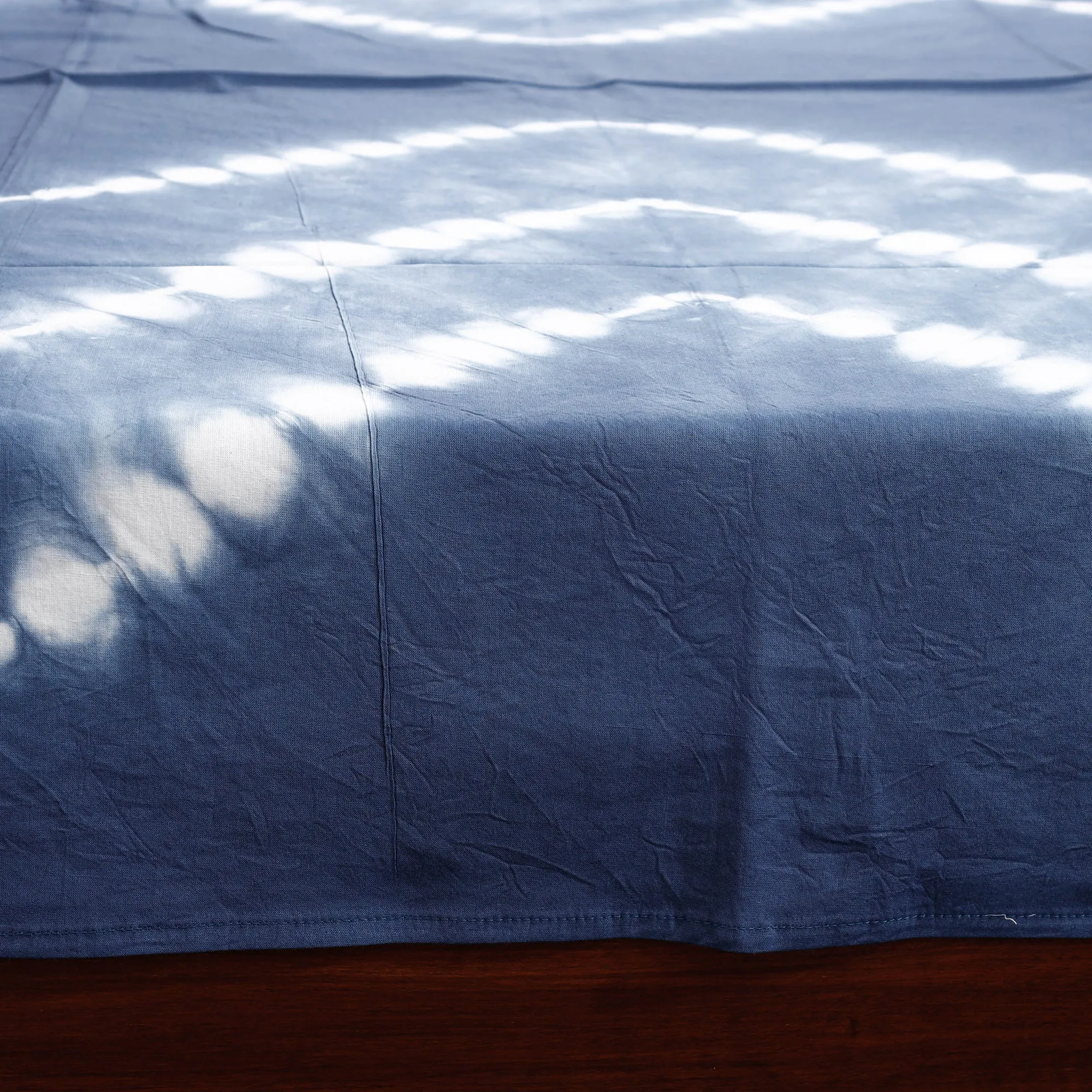 Blue - Shibori Tie-Dye Pure Cotton Single Bed Cover (90 x 60 in)