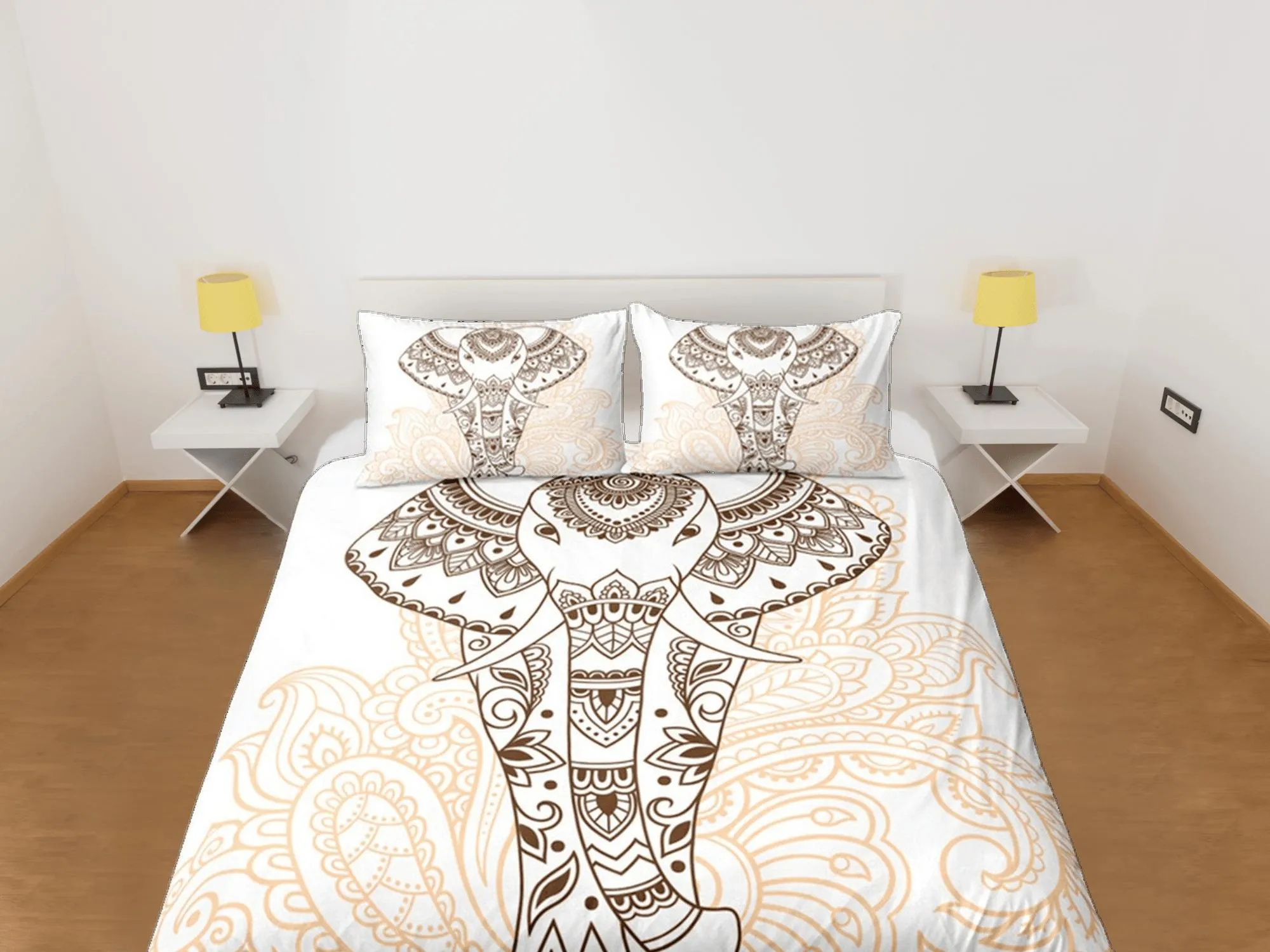 Bohemian Elephant Duvet Cover Set Boho Bedding, Dorm Bedding with Pillowcase