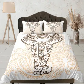 Bohemian Elephant Duvet Cover Set Boho Bedding, Dorm Bedding with Pillowcase