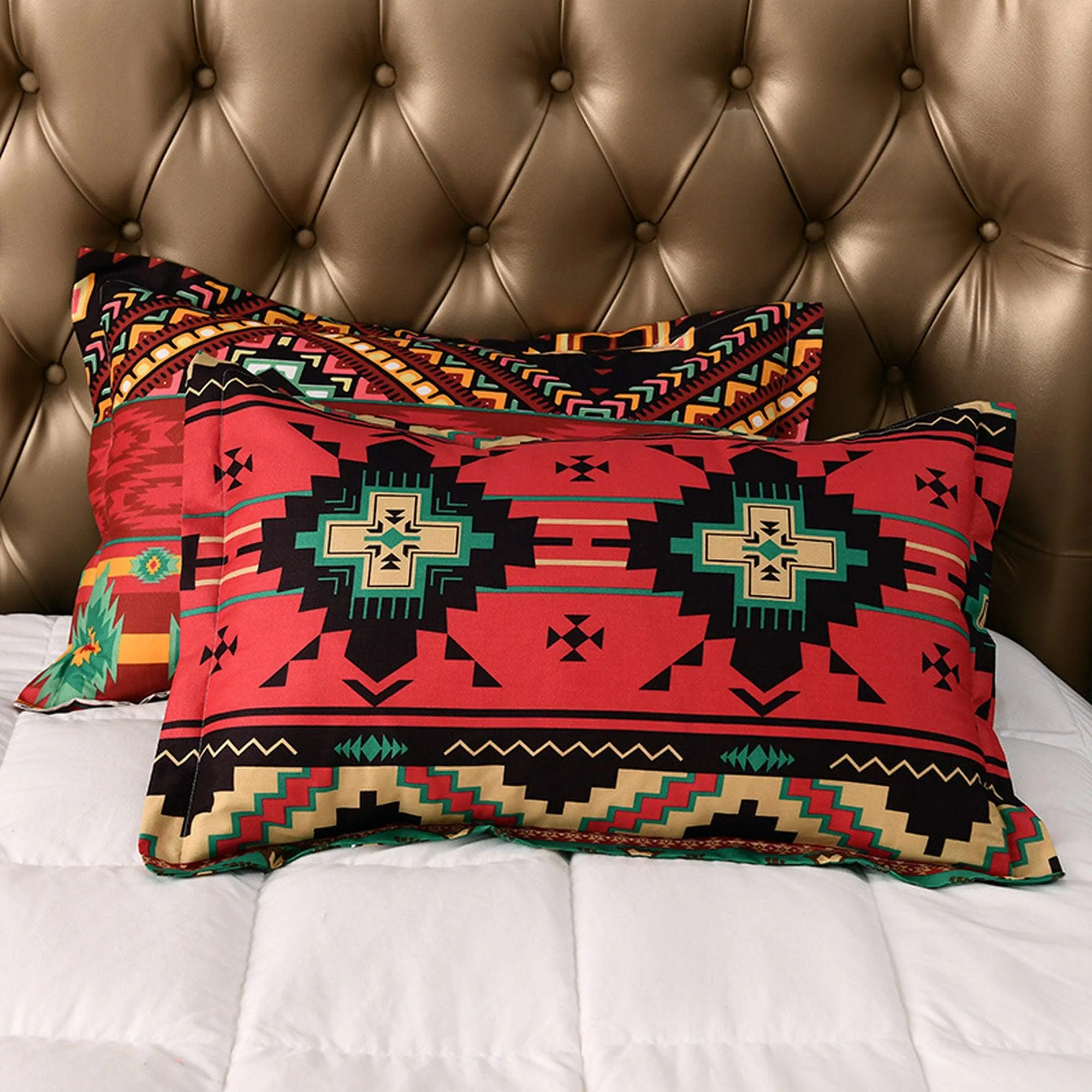 Bohemian Red Duvet Cover Set Boho Bedding, Hippie Dorm Bedding with Pillowcase