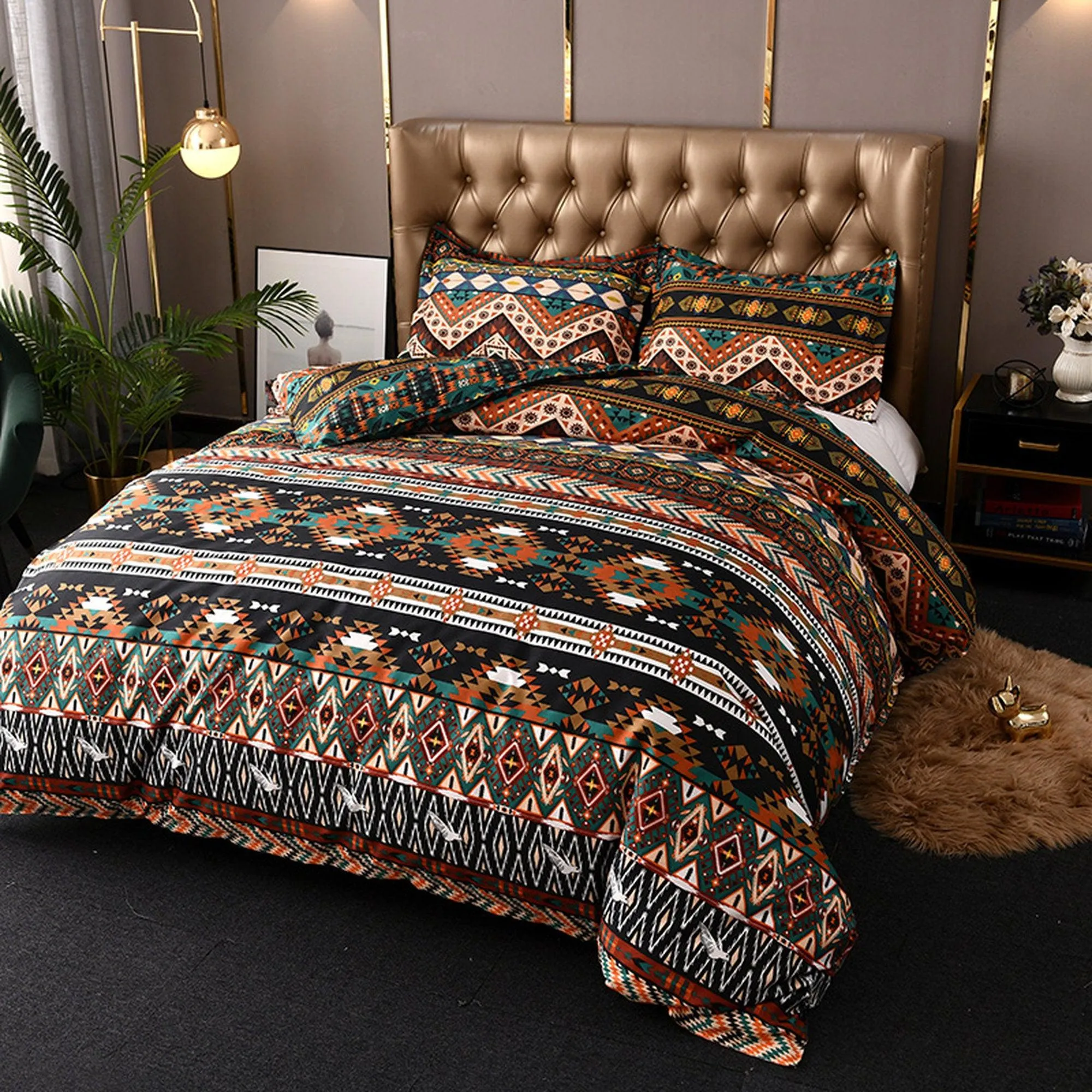 Bohemian Unique Duvet Cover Set Boho Bedding, Hippie Dorm Bedding with Pillowcase