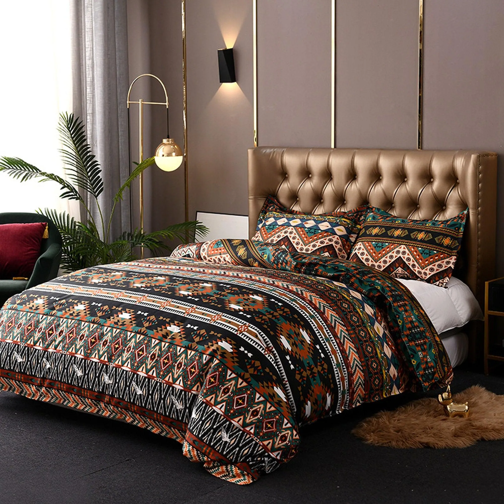 Bohemian Unique Duvet Cover Set Boho Bedding, Hippie Dorm Bedding with Pillowcase