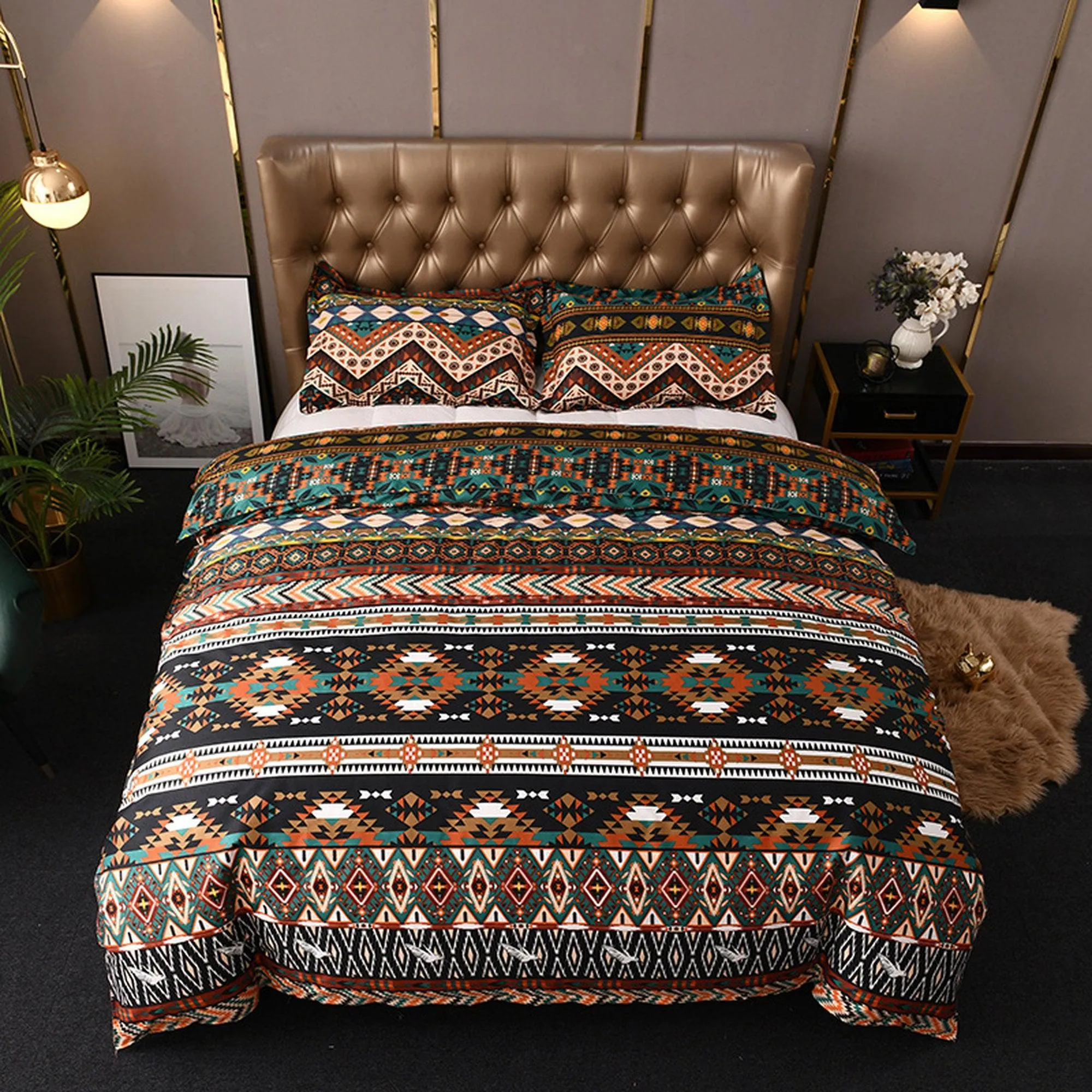 Bohemian Unique Duvet Cover Set Boho Bedding, Hippie Dorm Bedding with Pillowcase