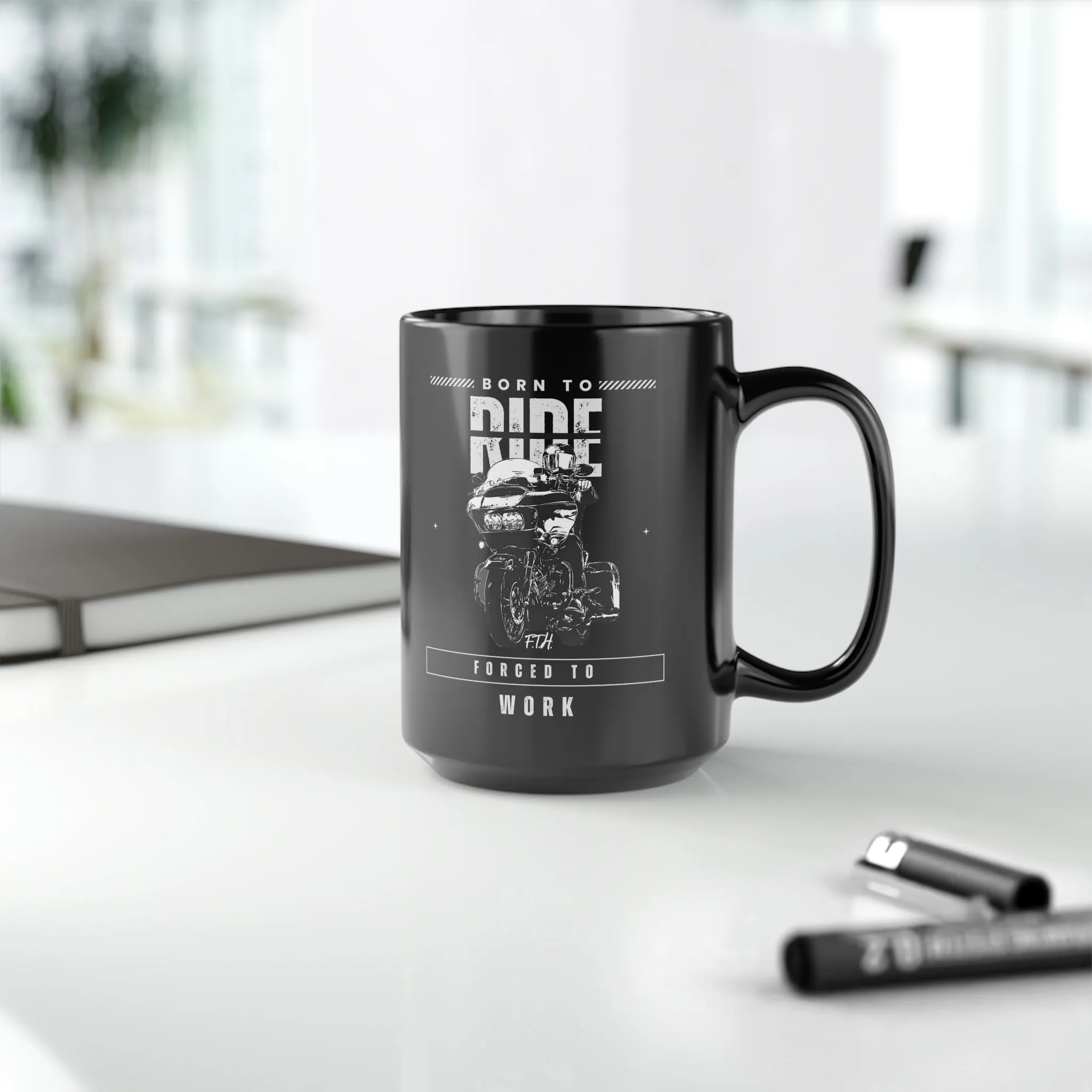 Born To Ride Black Mug, 15oz