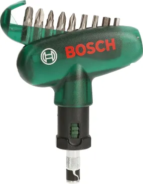 Bosch Ratchet Pocket Corded Screw Driver with 9 Screwdriver Bits (Multicolour, L = 25 mm)