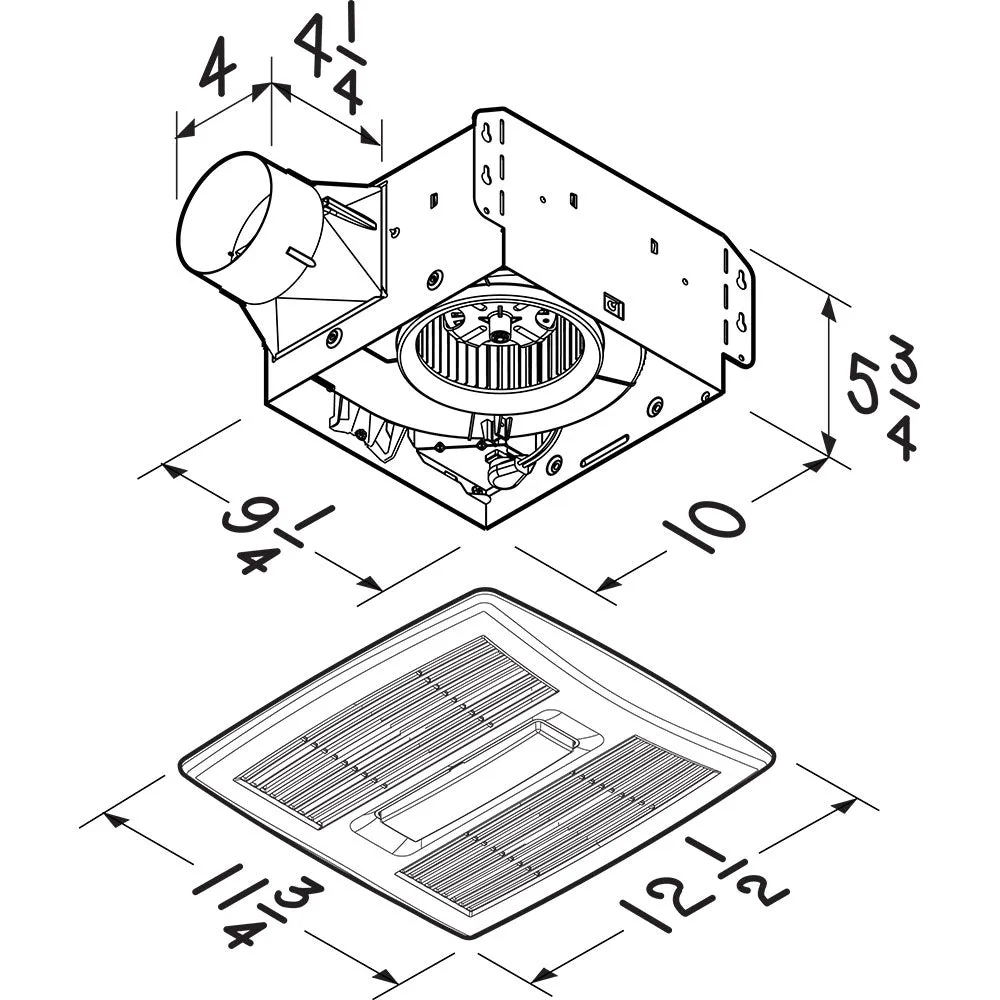 Broan AE50110DCL Bathroom Exhaust Fan With LED light 50-110 CFM