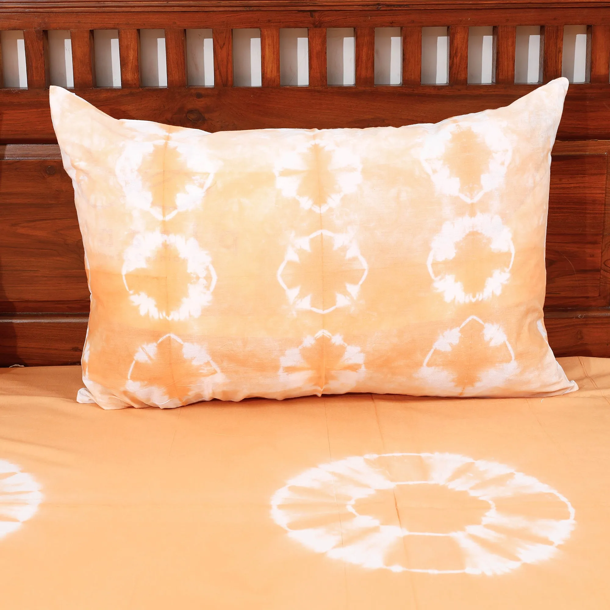 Brown - Shibori Tie-Dye Cotton Double Bed Cover with Pillow Covers