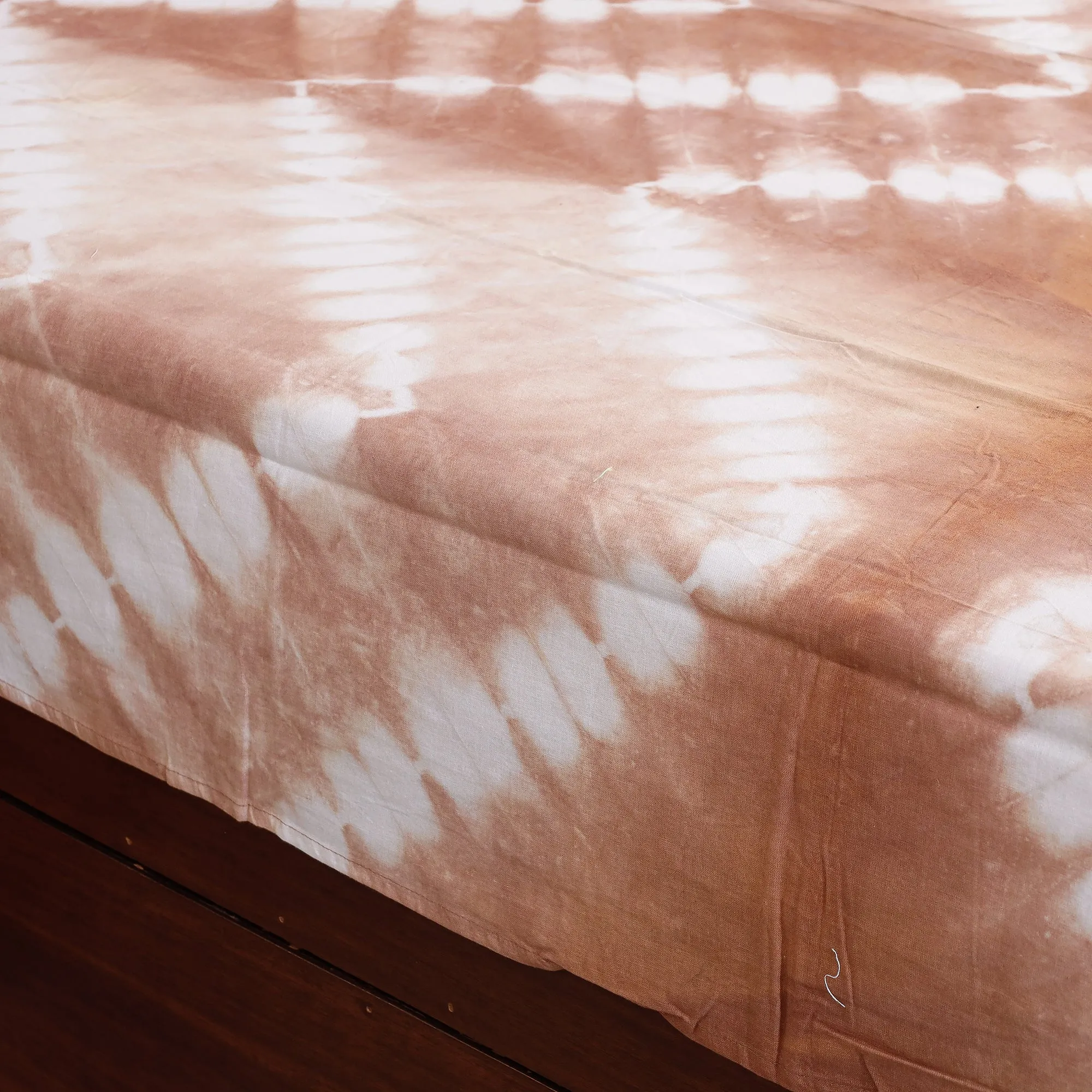 Brown - Shibori Tie-Dye Cotton Single Bed Cover (87 x 58 in)