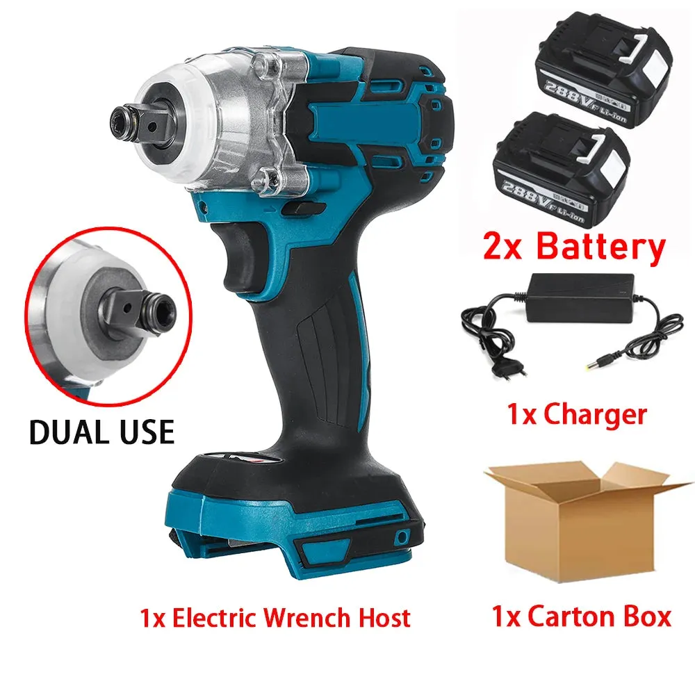 Brushless Electric Impact Wrench 520N.M 1/2" Cordless Battery Screwdriver Rechargeable Wrench Power Tool for Makita 18V Battery