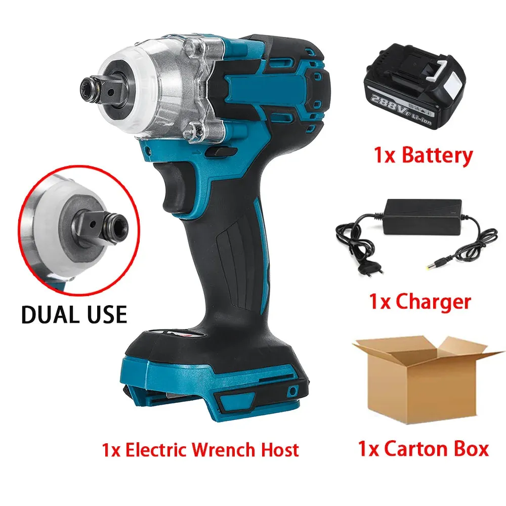 Brushless Electric Impact Wrench 520N.M 1/2" Cordless Battery Screwdriver Rechargeable Wrench Power Tool for Makita 18V Battery