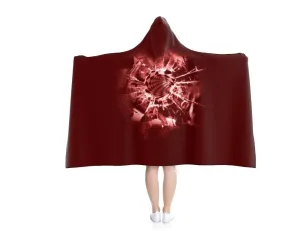 Burgundy Bullet Hole Vortex 3D Printed  Hooded Blanket, Christmas,Thanksgiving/Birthday  Gifts/Cape/Camping/TV/Fireplace Snuggler